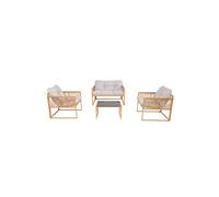 Concept Usine – Salon de jardin Turini 4 places effet rotin coussins gris clair
