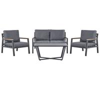 Salon de jardin 4 places en aluminium gris foncé DELIA