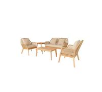 Rosario salon de jardin 4 places en bois avec 2 tables beige et bois