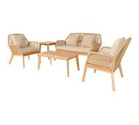 Rosario salon de jardin 4 places en bois avec 2 tables beige et bois