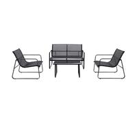 Concept Usine Salon de jardin SINTRA — Canapé, fauteuils, table basse acier noir 4 places
