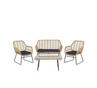 Salon de jardin 4 places en rotin beige MINORI - BELIANI - Meuble de jardin - Salon bas - Naturel - Acier