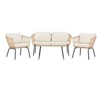 Ortigiasalon 1 canapé, 2 fauteuils, 1 table basse naturelle.