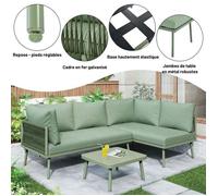 Salon de jardin 4 places - O.Ye - Moderne - Vert - Structure métal galvanisé - Coussins ！0 cm Verte vert VAPORISATEUR DE SALON