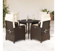 salon de jardin 5 pièces avec coussins Marron Poly Rattan