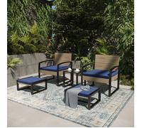 Ensemble de meubles de jardin 'Calvello' 5 pièces comprenant une table, 2 chaises et 2 repose-pieds
