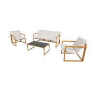 Salon De Jardin 5 Places Contemporain Marron Et Coussins Beiges Beige