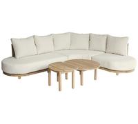 Salon de jardin 5 places en acacia et coussins beige LAGOA