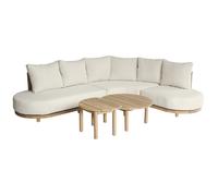 Salon de jardin 5 places en acacia et coussins beige LAGOA
