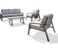 Salon bas de jardin - Gris anthracite - Aluminium - 5 places - Ibiza
