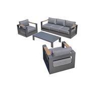 Salon de jardin 5 places en aluminium et accoudoirs en HPL