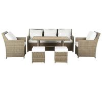 Salon de jardin 5 places en polyrotin marron et blanc FONTI