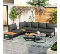 Salon de jardin 5 places - O.Ye - Salon de Jardin 5 Places Antirouille - Pieds réglables - Tables empilables VAPORISATEUR DE SALON
