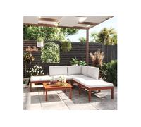 vidaXL Ensemble salon de jardin 6 pièces avec coussins bois crème acacia & corde