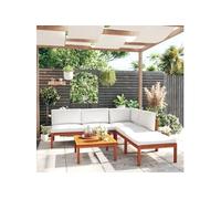 vidaXL Ensemble salon de jardin 6 pièces avec coussins bois crème acacia & corde