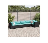 vidaXL Ensemble salon de jardin 6 pièces avec coussins noir poly rotin