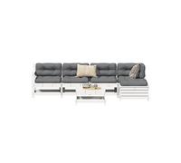 Salon de jardin 6 pcs blanc bois de pin massif 3250961
