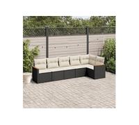 Salon de jardin - VIDAXL - 6 pcs - Résine tressée - Housses amovibles - Pour 6 personnes Noir G