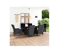 vidaXL Ensemble de jardin 7 pièces avec coussins Poly rotin gris foncé