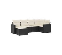 vidaXL Ensemble de salon de jardin 6 pièces en poly rotin noir avec coussins