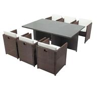 Salon de jardin 6 pieces blanc 6 personnes 180.0 x 115 x 73 cm polyethylene