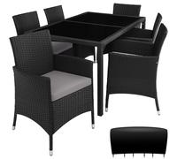 Salon de jardin 6 places avec housse de protection - noir/gris