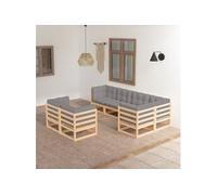vidaXL Ensemble salon de jardin 7 pièces avec coussins pin massif