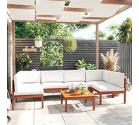 vidaXL Ensemble salon de jardin 7 pièces avec coussins bois crème acacia & corde