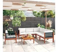 Salon de jardin 7 pcs avec coussins crème bois d'acacia vidaXL