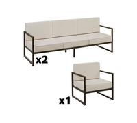 TecTake Salon de jardin COMOSA pour 7 personnes – marron/beige