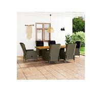 Salon de jardin 7 personnes resine tressee marron 200 x 100 x 74 cm 7 pieces