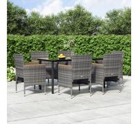 vidaXL Ensemble de jardin 7 pièces avec coussins Gris et noir