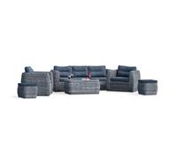 DCB Garden – Salon de jardin Bahamas 7 places résine tressée 220 cm Gris anthracite