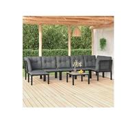 vidaXL - Ensemble de salon de jardin 8 pièces 3187761 - Poly rotin - Noir et gris