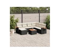vidaXL Ensemble de jardin canapé 8 pièces résine tressée poly rotin coussins noirs housse amovible