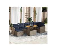 Salon de jardin 8pcs avec coussins marron résine tressée acacia, ensemble de canapés d'extérieur, salon de jardin, 3328013