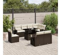Salon de jardin 9 pcs marron