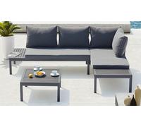 Concept Usine Salon de jardin Lolea modulable 4 places aluminium acier table basse gris foncé
