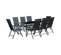 Salon de Jardin Aluminium 8 fauteuils + Duo Transats Noir RIMINI