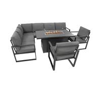 Ensemble de mobilier de jardin en aluminium pour 7 personnes, avec foyer