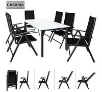 Salon de jardin aluminium Bern 6+1 anthracite chaise pliante dossier haut 8 positions terrasse balcon ensemble table et chaises