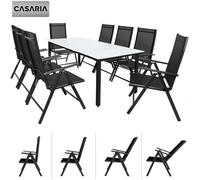 Salon de jardin aluminium Bern 8+1 anthracite chaise pliante dossier haut 8 positions terrasse balcon ensemble table et chaises