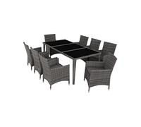 Salon de jardin Menorca 8 places avec 2 sets de housses + housse de protection - gris