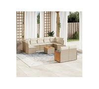 vidaXL Ensemble de salon de jardin 10 pièces avec coussins Beige Poly Rattan