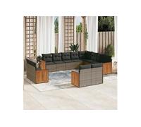 vidaXL Ensemble de salon de jardin 12 pièces en poly rotin avec coussins Gris