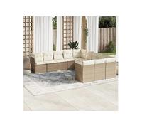 vidaXL Ensemble de salon de jardin 11 pièces avec coussins Beige Poly Rattan