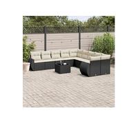 vidaXL Ensemble de salon de jardin 11 pièces 3254253 – poly rotin noir avec coussins