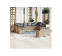 Salon de Jardin avec Coussins 12 pcs, Canapés de Terrasse, Ensemble de Meubles de Patio, Mobilier d'Extérieur, Beige 3258846