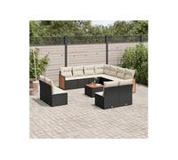 vidaXL Ensemble de 12 canapés de jardin avec coussins noir poly rotin