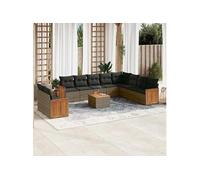 Salon de Jardin avec Coussins 13 pcs, Canapés de Terrasse, Ensemble de Meubles de Patio, Mobilier d'Extérieur, Beige 3258992